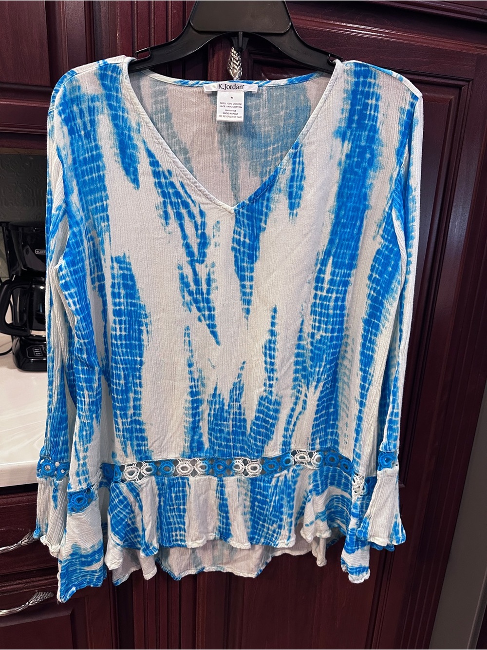 K. Jordan Blue V-Neck Women's Top